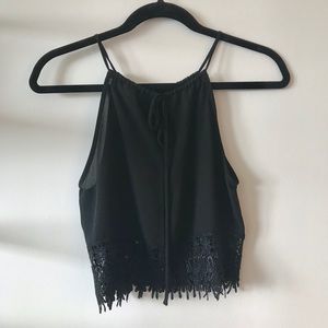 Urban Outfitters Black Lace Crop Tank